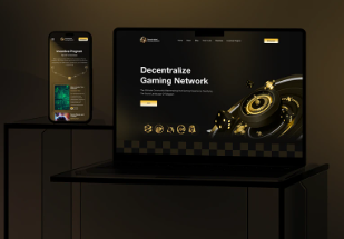 Mockup de website premium com interface escura